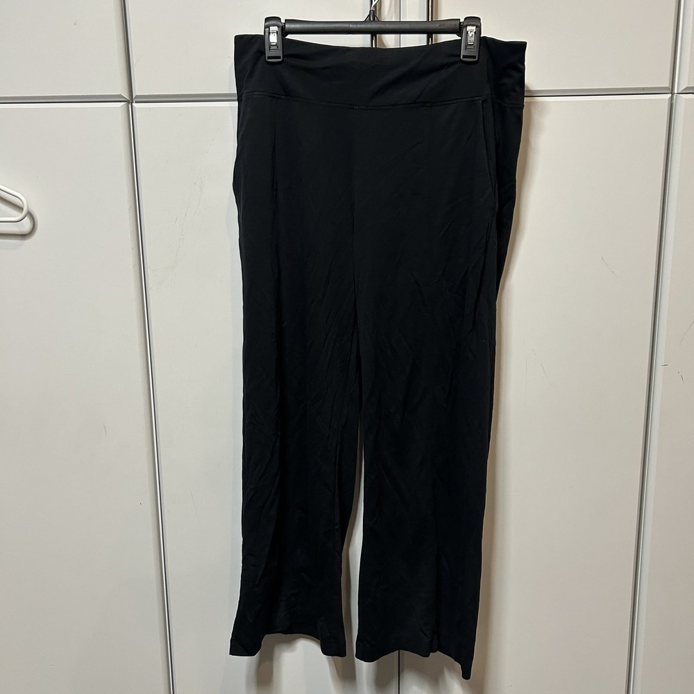 Athleta Womens Black Wide Leg Yoga Travel Pants Size Large L Activewear